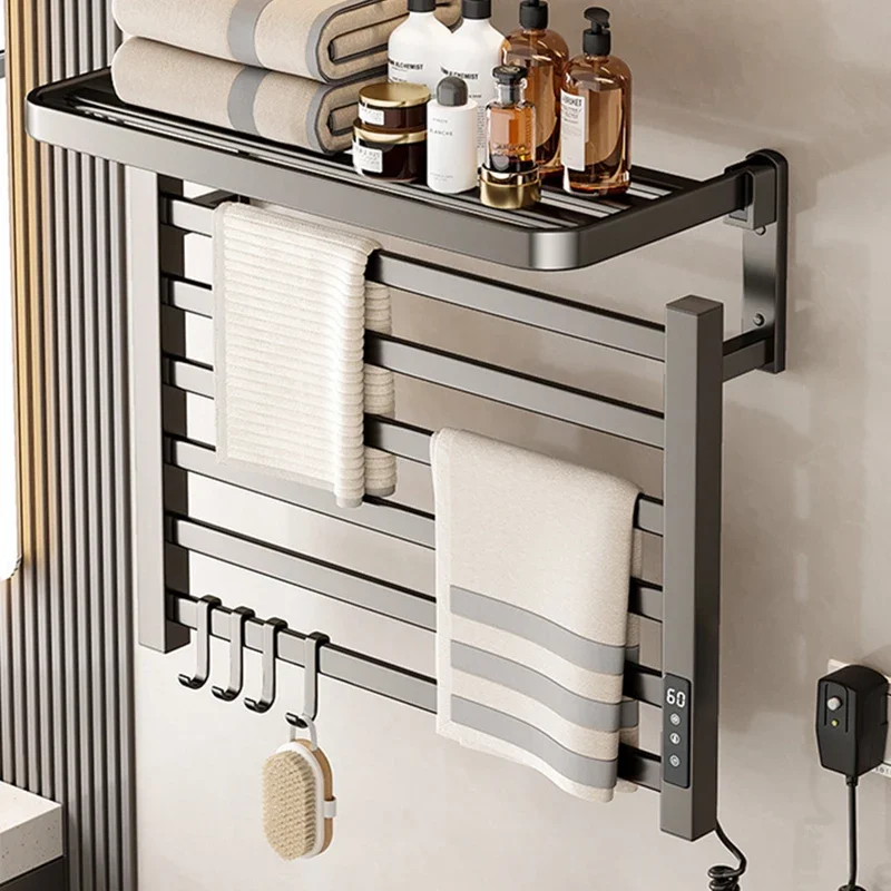 Electric Heated Towel Rail Bathroom Wall Towel Rack Thermostat Sterilization Towels Warmers Storage Towels Dryer Accessories