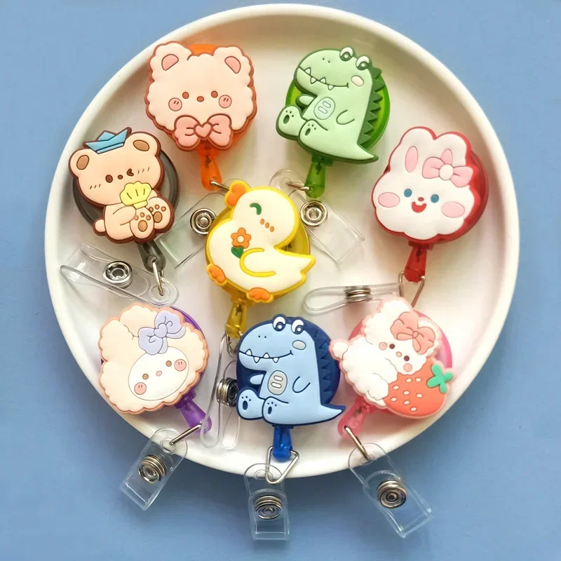 1pc Lovely Cartoon Animals Retractable Nurse Doctor Badge Reel Clips Hospital Medical Students ID Name Card Holder