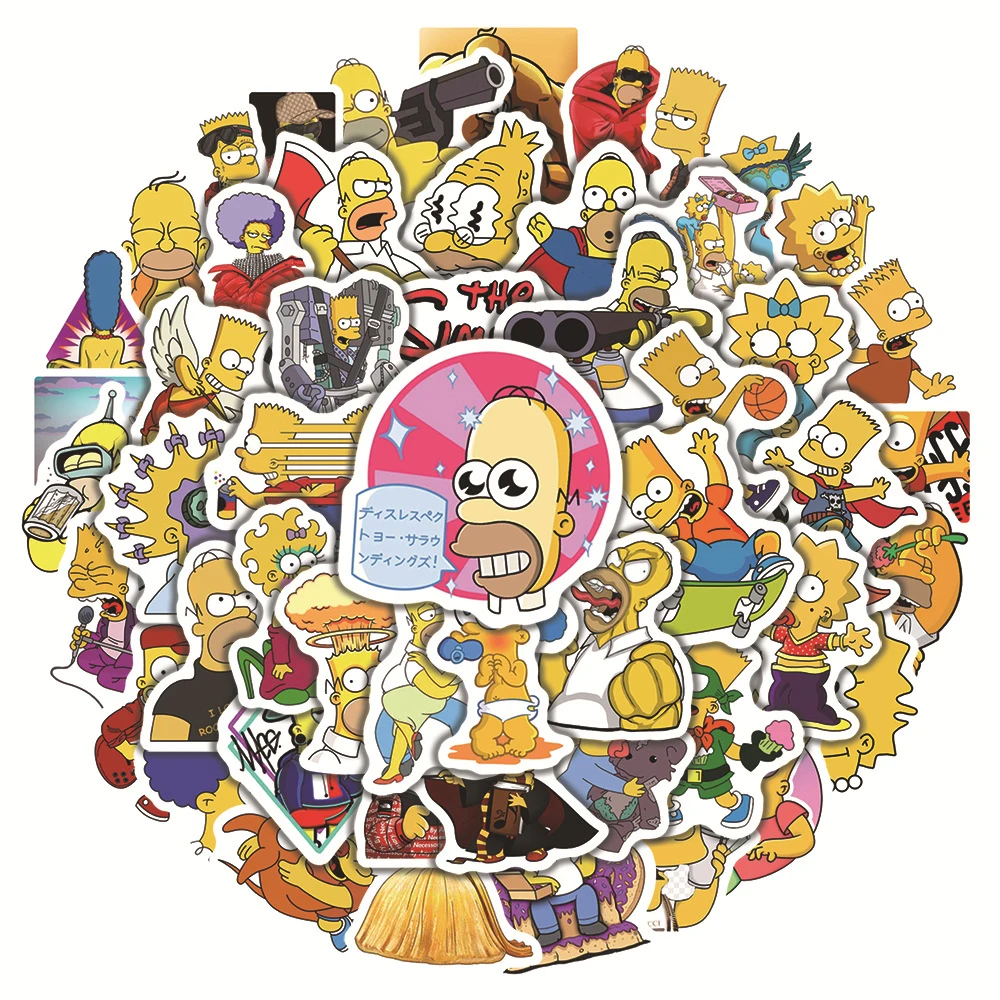 Autocollants du dessin animé Les Simpson pour enfant, stickers amusants à coller sur téléphone, bouteille d\'eau, valise, graffiti, 10/30/50 pièces