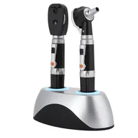 Double Hole Ear Eye Examination Ear Cleaning Devices Base Rechargeable Fiber Optic Ophthalmoscope Otoscope Tool Kit EU Plug USB