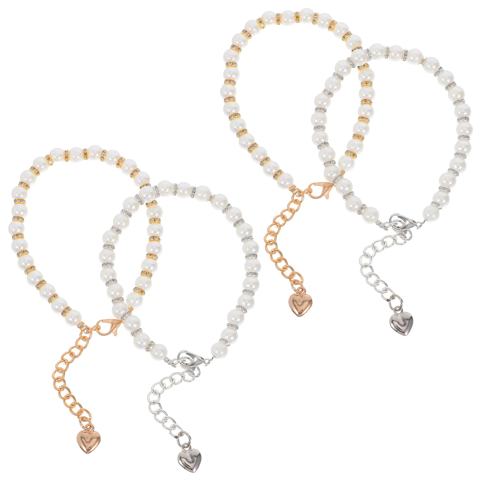 

2Pairs Anti Drop High Heel Straps Faux Pearl Beaded Laces Adjustable Ankle Straps for High Heel Shoe Laces