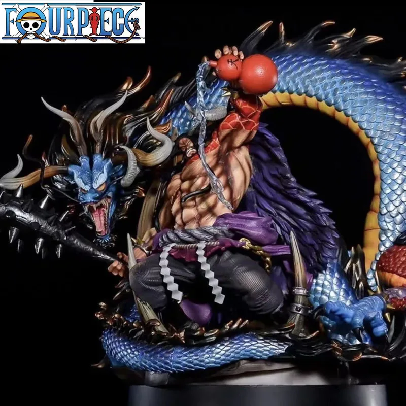 33cm One Piece Anime Figure Black Pearl Dragon Kaidou Handmade Model Four Emperors Hundred Beasts Kaidou Decoration Animation