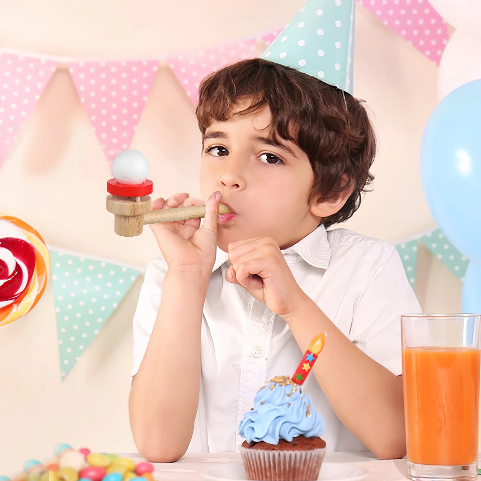 3pcs Wooden Ball Game Suspension Blowing Balls Educational For Kids Balance Party Fun Cognitive Playthings