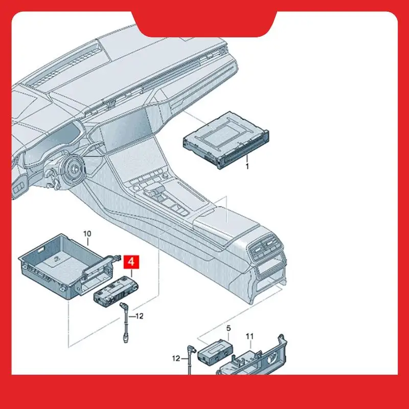 Type-C Double Socket Car Center Console Charging Port Unit Module 4N1035736, 4N1 035 736 For  A6 Allroad 2019-2024