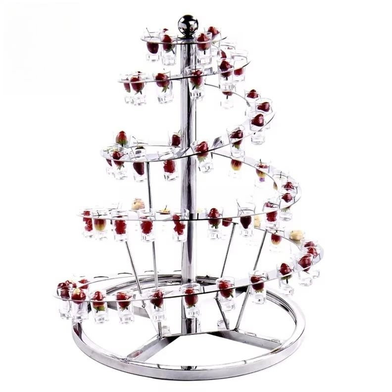 Buffet Dining Buffet Table Center Cup Serving Buffet Food Display Stainless Steel Cocktail Beverage Rack with Light