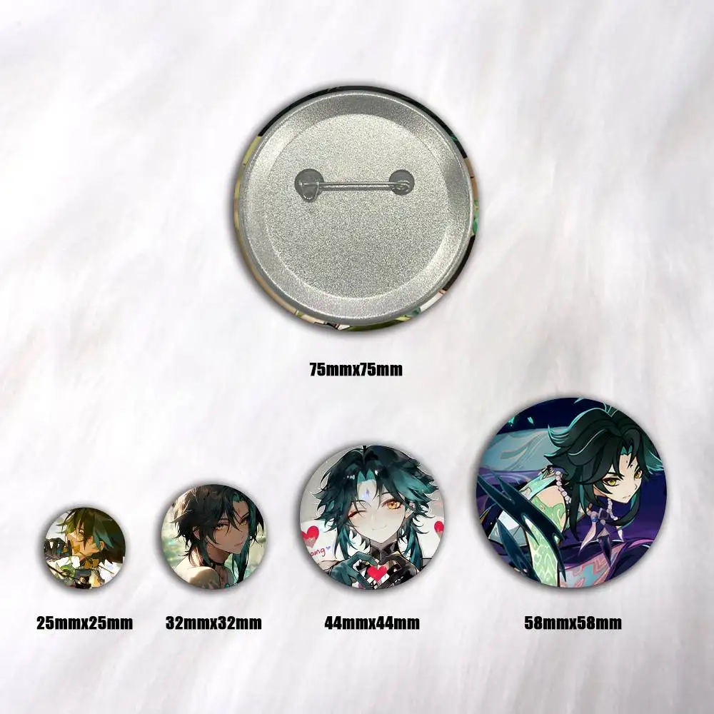 Genshin Impact Xiao Pins Badges Round Laser Badge Brooch Clothes Backpack Accessories