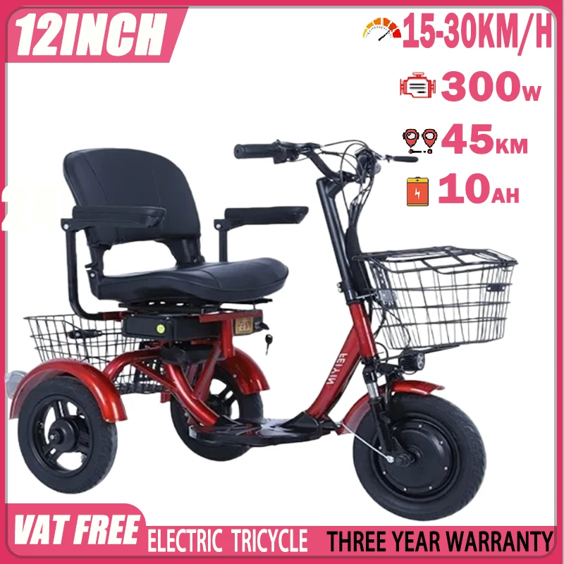Elderly Mobility Scooter 250W48V10AH Lithium Battery Portable Small Adult Electric Tricycle Speed ​​15-30km/h Electric Scooter