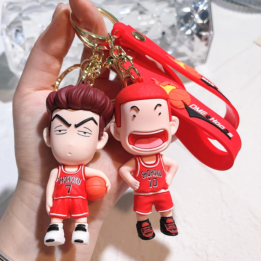 SLAM DUNK Keychain Sakuragi Hanamichi Rukawa Kaede Hisashi Mitsui Action Figure Bag Pendant Key Chain Model Toys