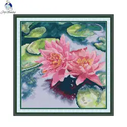 Joy Sunday Cross Stitch with Water Lily Flower DIY Kit New Fashionable 11CT 14CT Cloth Embroidery Printed Fabric Set Handicraft