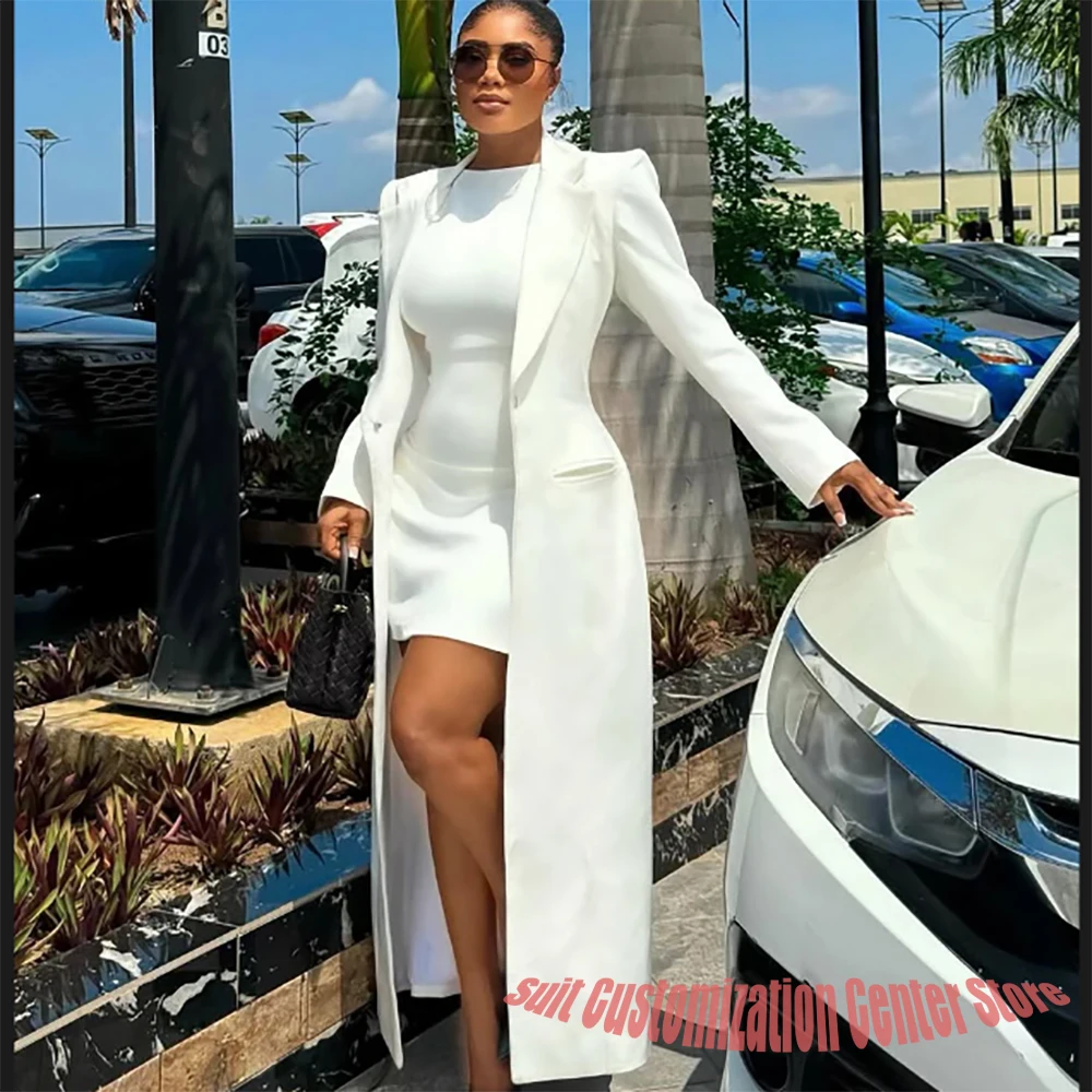 Simple One Button Blazer 1 Piece Vintage Floor Length Full Sleeve Long Coat Customized Casual Jacket Celebrity Party Outerwears