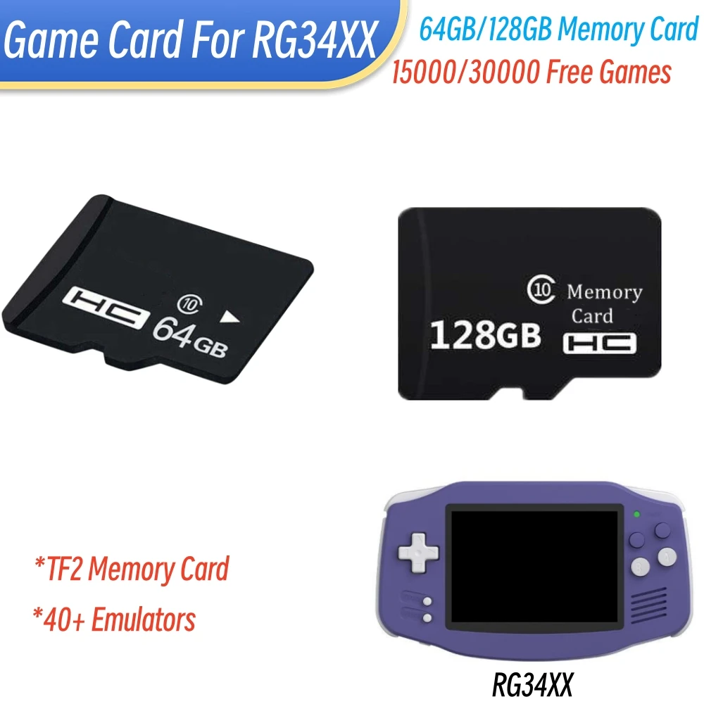 

Newest Game Card For RG34XX Game Console TF2 Memory Card 64GB 128GB with 30000 Free Games RG 34XX TF Card Replace Accessories