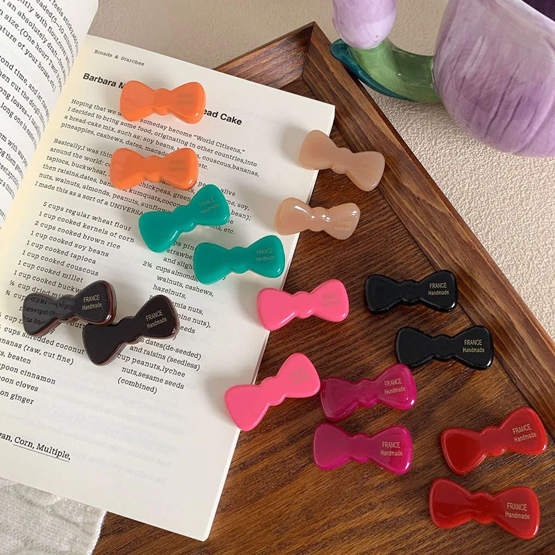 Vintage Fall Winter 4CM Cute Little Bow Duckbill Clip Simple Fashion Acetic Acid Ponytail Clip Bangs Clip Hair Accessories