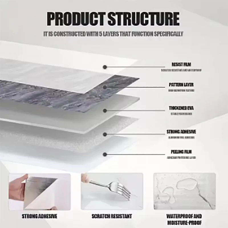 1 roll thick foam marble wallpaper waterproof and antifouling wall sticker self-adhesive wallpaper for bedroom and living room