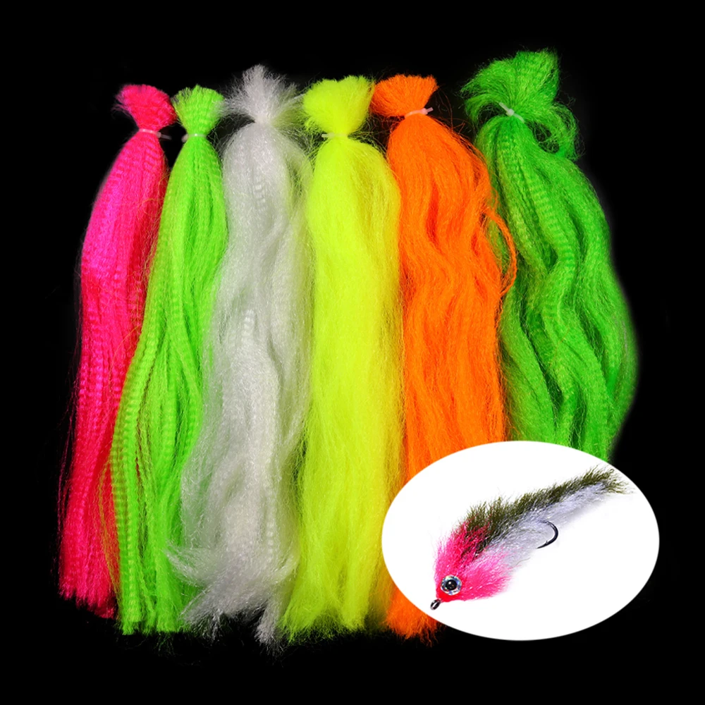 Gekräuselte Slinky-Faser Fliegenbindematerialien, Kinky Minnow Fasern, lange synthetische Haare für Streamer-Fliegen, Forellenangelköder