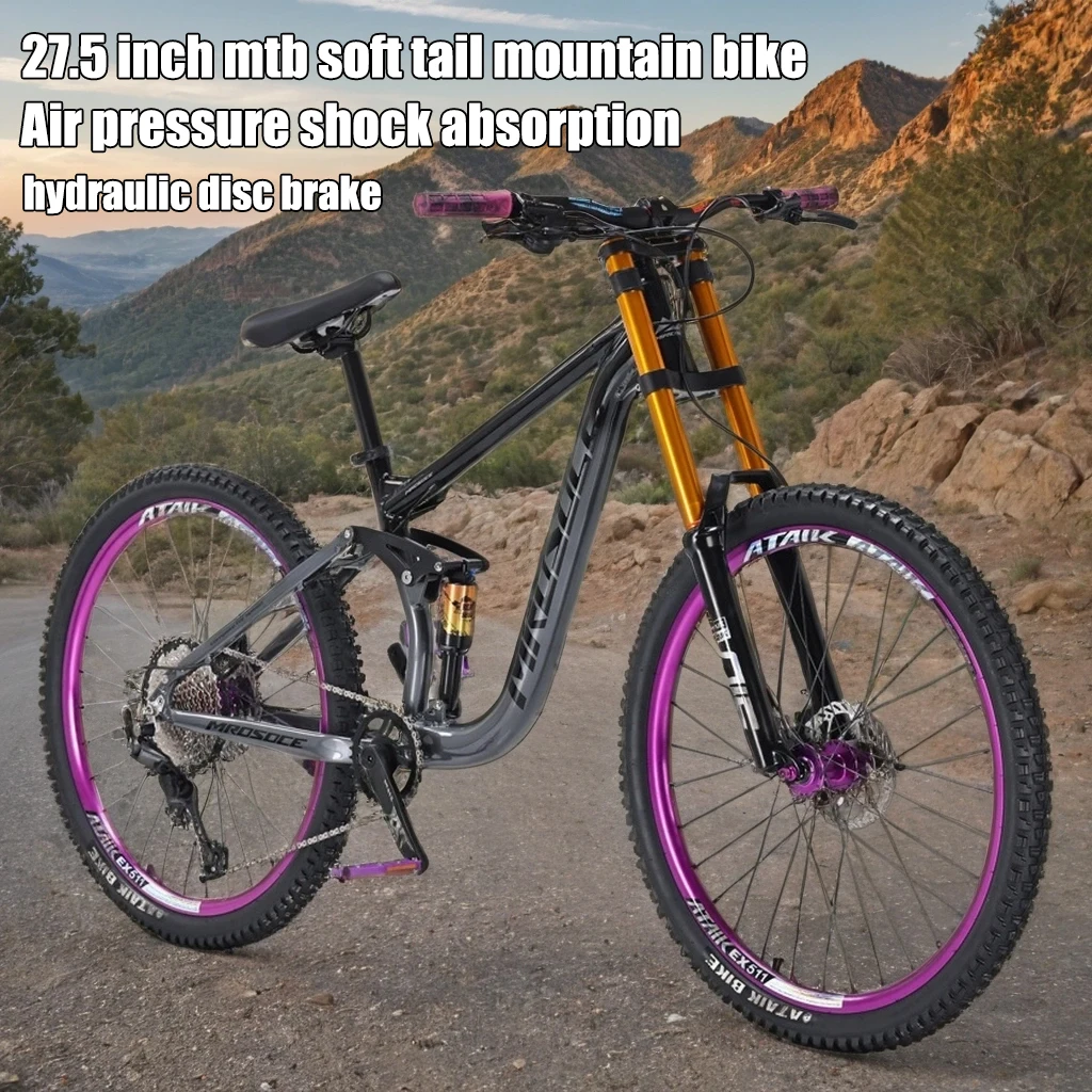 

26/27.5 inch downhill bike dual shock absorption gravel bike 11 speed soft tail mountain bike hydraulic brake bicycle adult