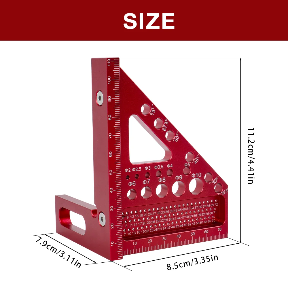 Woodworking Square Protractor With Positioning Pin Mitering Triangle Ruler High-Precision Measuring Tool For Carpenters Engineer