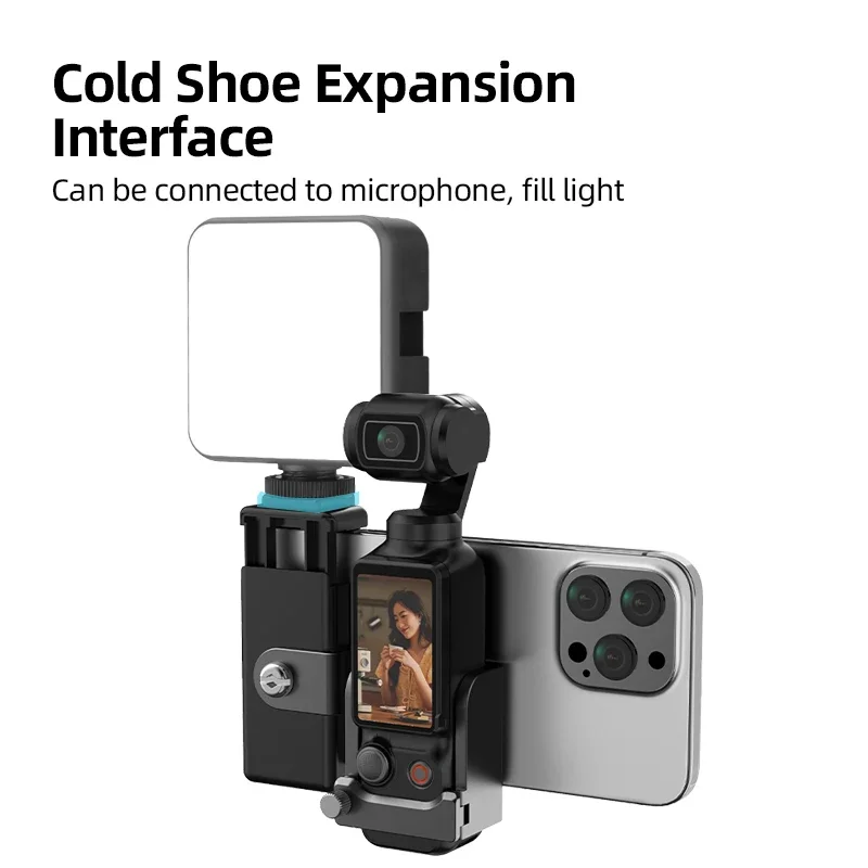 BRDRC Metal Expansion Frame Phone Holder For DJI OSMO Pocket 3 Cold Shoe Mounting With 1/4 Screw Adapter Camera Phone Accessory