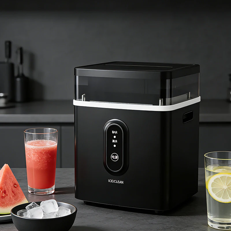 RANBEM Electric Countertop Cube Ice Maker Machine 120W 15kg/Day Fast Ice Making 6 Mins Cycle Portable Compact Plastic Household