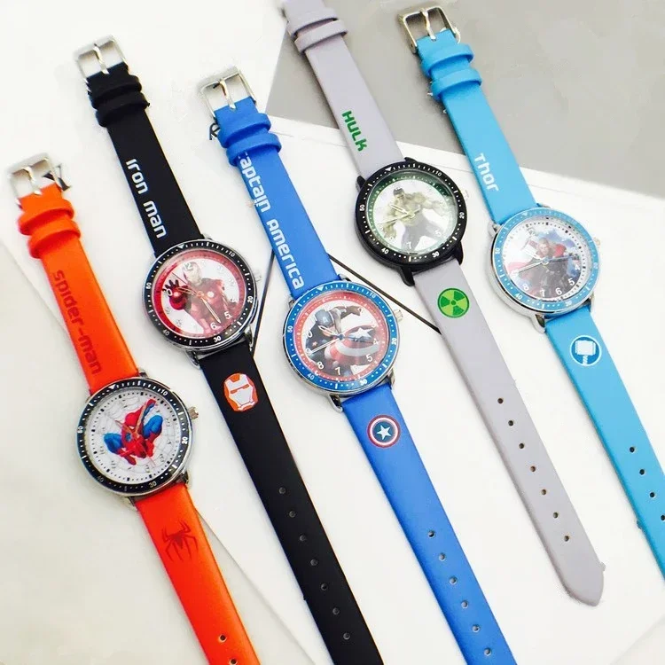 Disney-Avengers Quartz Watch for Children, Spider-Man, Iron Man, Hulk, Desenhos animados, Impermeável, Estudantes, Festival, Presentes de Aniversário, Brinquedos