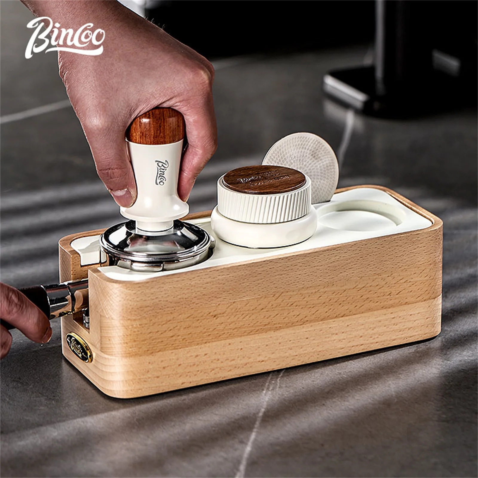 

Bincoo Coffee Tamper Station Espresso Stand Portafilter Holder Wood Base Rack For 51MM 53MM 58MM Coffee Accessories Barista Tool