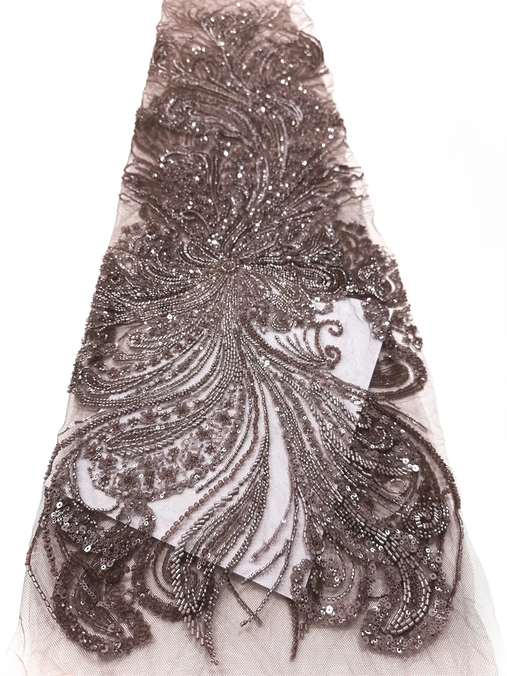 African Beads Lace Fabric 2025 High Quality Embroidery Nigerian Sequins Lace Fabric French Beaded Lace Fabric For Party Dress