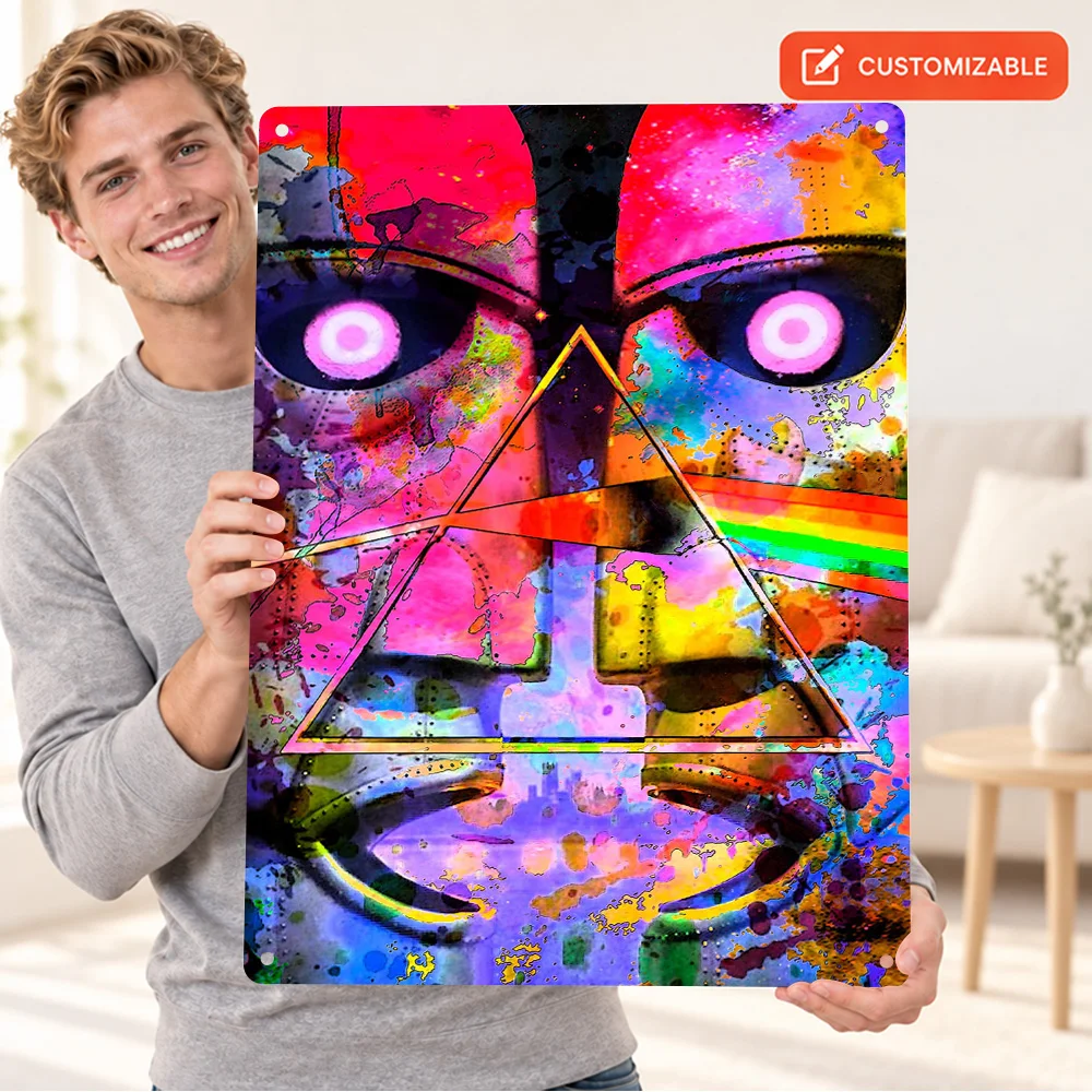 Pink Floyd Psychedelic Aluminum Poster Personalized Metal Sign Painterly Illustration Wall Art For Bedroom Music Enthusiast Gift