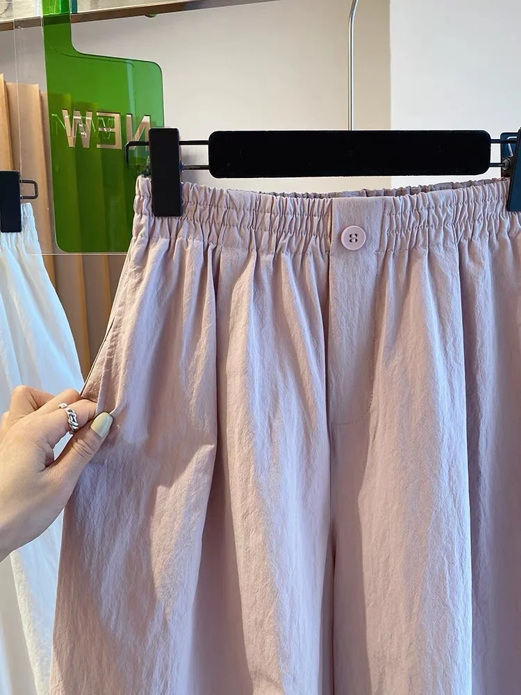 Pantaloni coreani a gamba larga da donna Elastico in vita Sport casual Sle Pantaloni larghi drappeggiati a palloncino Pantaloni da pendolare Faion