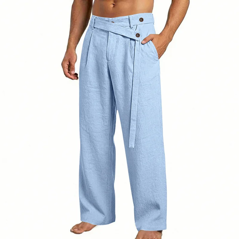 Grenzüberschreitende italienische Neapolitaner Gorger Old Money Style Herren Freizeithose aus Leinen im Commuter-Stil – Detail 17