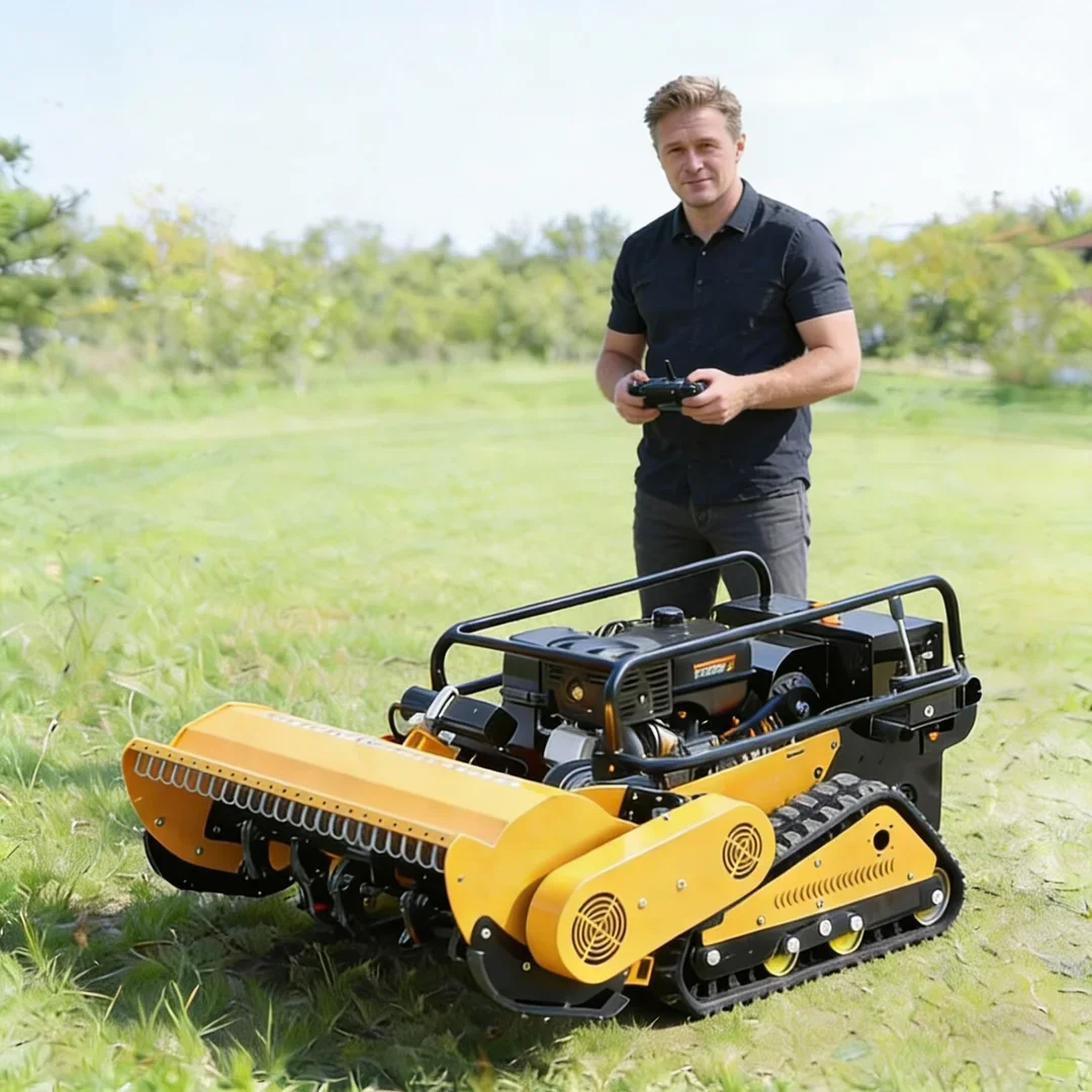 

Customized Reliable Flail Lawn Mower - Manganese Steel Blades & Thickened Tracks for Tea Garden Hillside Upkeep