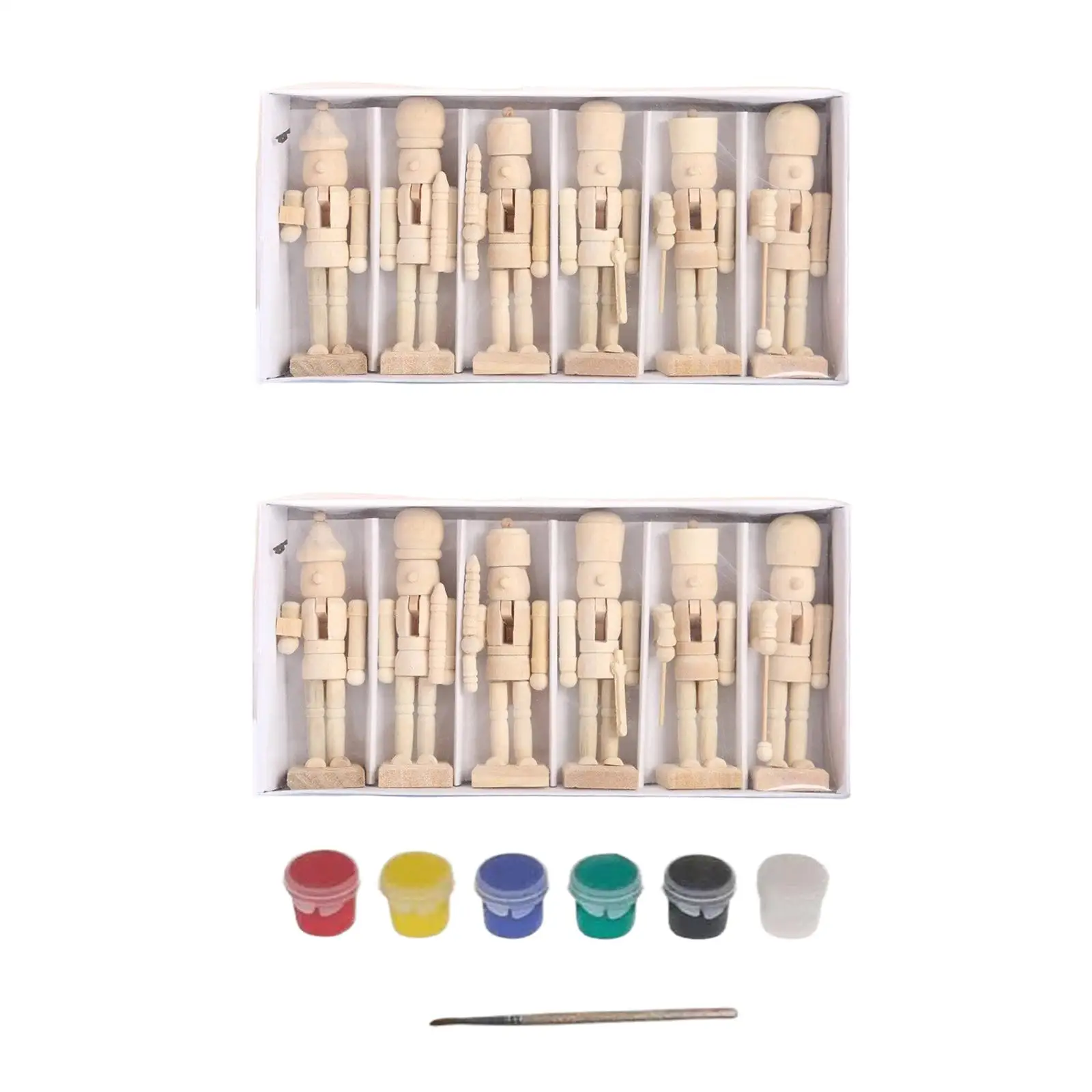 6x DIY Wooden Christmas Nutcrackers Paintable for Holiday Bedroom Office 6x DIY Wooden Christmas Nutcrackers Paintable for Holiday Bedroom Office