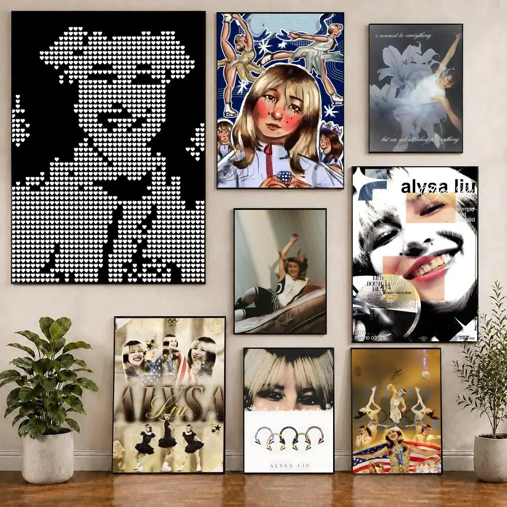 Figure Skating Alysa Liu Poster Waterproof Sticky WallArt Print For Bedroom Living Room Hallway Bar Home Decor