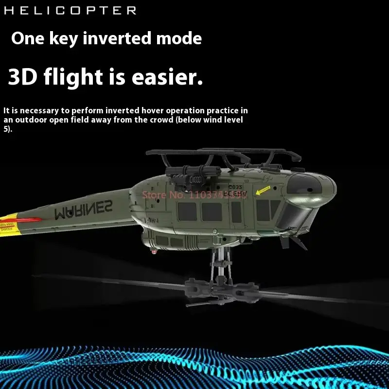 C032 Uh-1 Huey จําลอง 3d หกทาง Aileron ฟรี Reverse Flying Stunt เฮลิคอปเตอร์ไฟฟ้ารีโมทคอนโทรลเครื่องบินรุ่นของเล่น