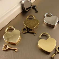 Heart Shaped Padlock Mini Lock with Key,Small Metal Padlock Love Heart Lock Zinc Alloy Wedding with Key Travel Jewelry Box Hard