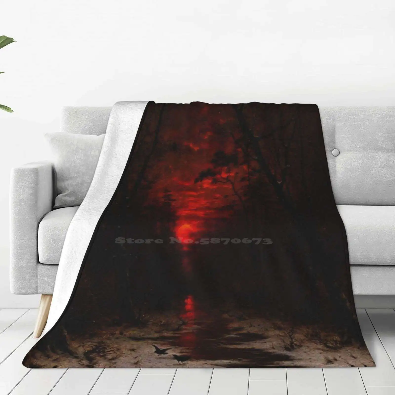 

Sunset Over The Winter Forest By Heinrich Gogarten Hot Sale Printing High Qiality Warm Flannel Blanket Sunset Over The Winter