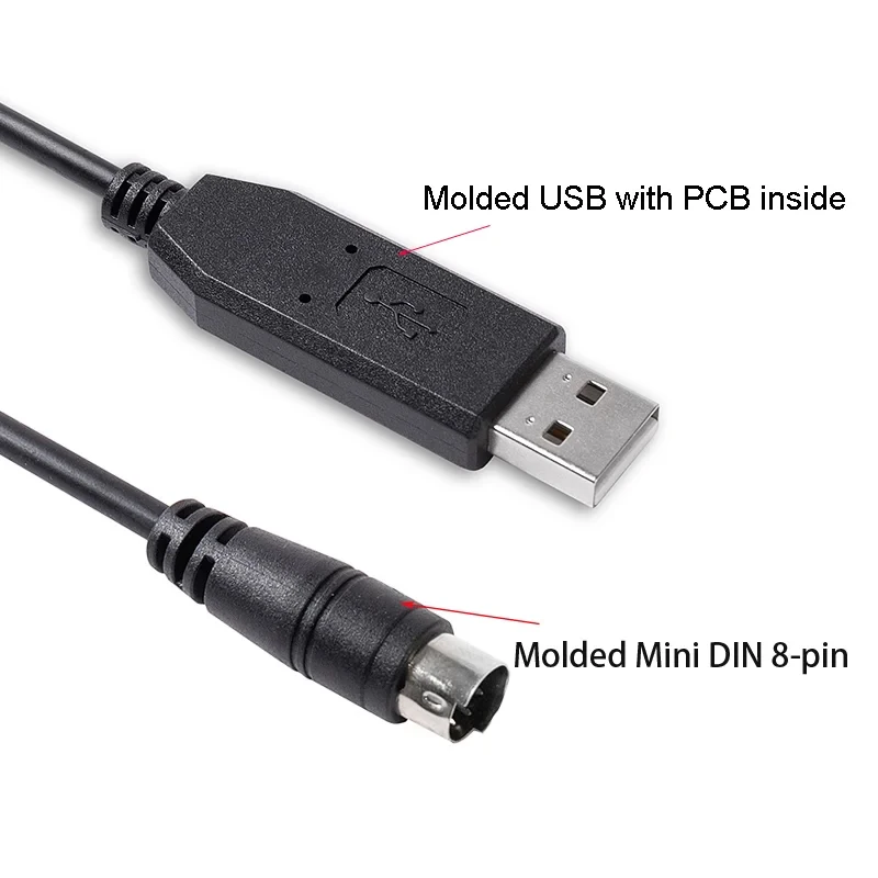 

Prolific PL2303GT USB to 8-pin Mini Din Molded VISCA Serial Control Cable for Connecting Sony EVI/BRC/SRG Series Camera to PC