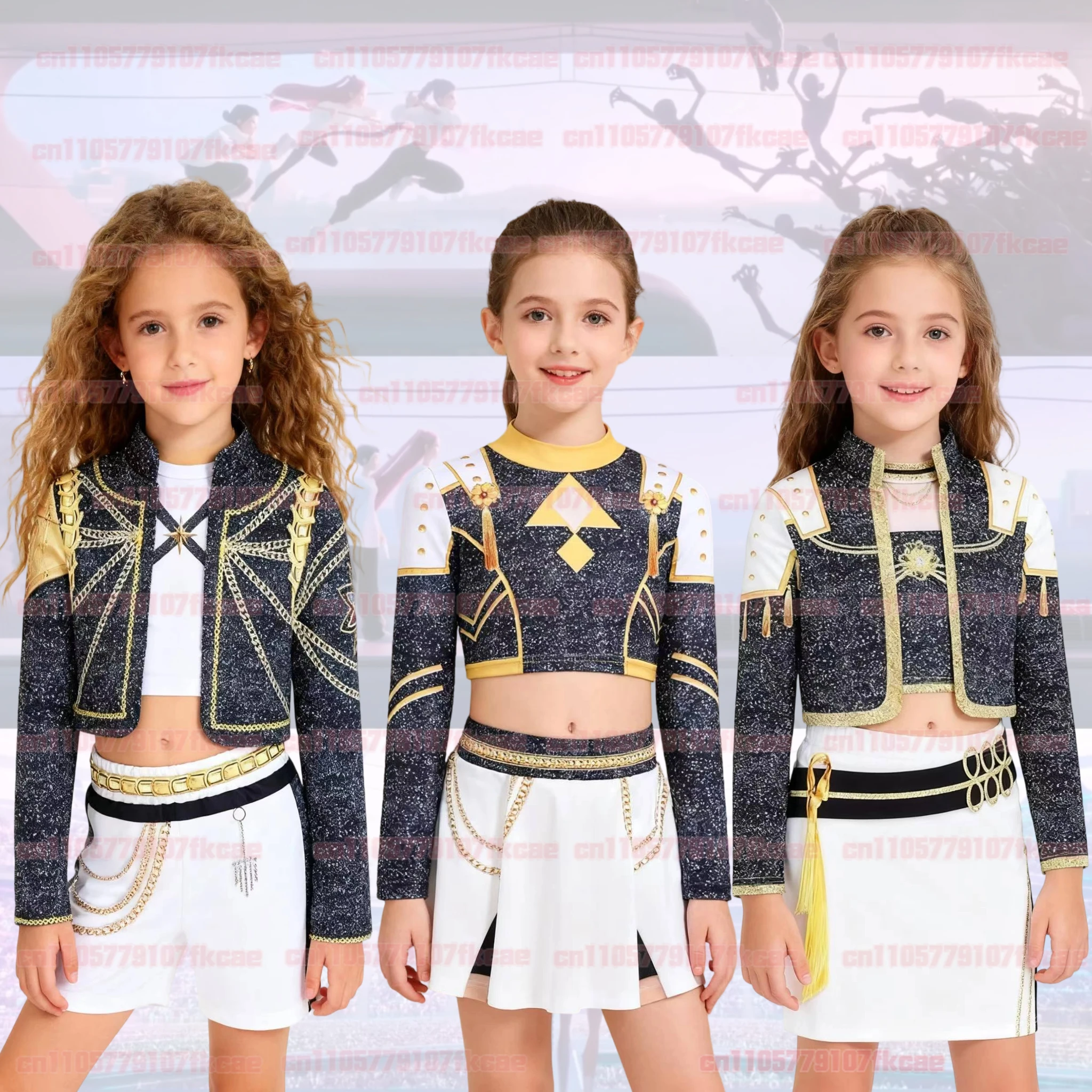 

Kids Rumi Black Golden Performance Costume KPop Demon Hunters Rumi Zoey Mira Cosplay Costume For Girls Halloween Party Dress