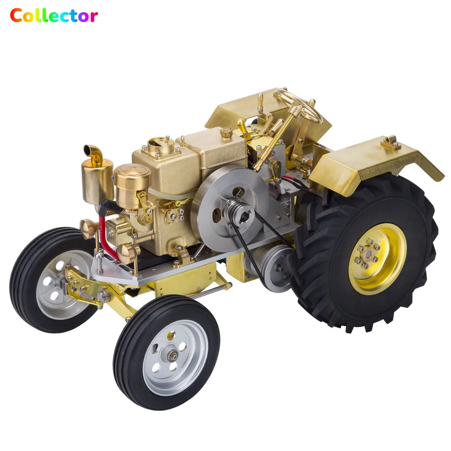 Single compartment brass tractor model, mini internal combustion engine level, can start, brand new model, toy