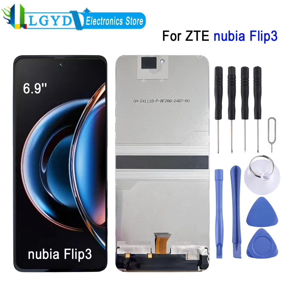 6.9'' Main Display 120Hz OLED LCD Screen For ZTE nubia Flip 3 2025, For nubia Flip3 Phone Display Tuch Screen Replacement Part
