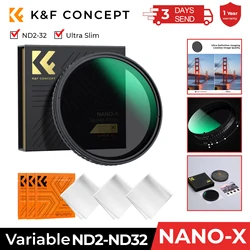 K&F Concept ND2-ND32 Fader ND Filter Lens Neutralna gęstość Variable Multiple Layer Nano Coated 49mm 52mm 58mm 62mm 67mm 77mm 86mm