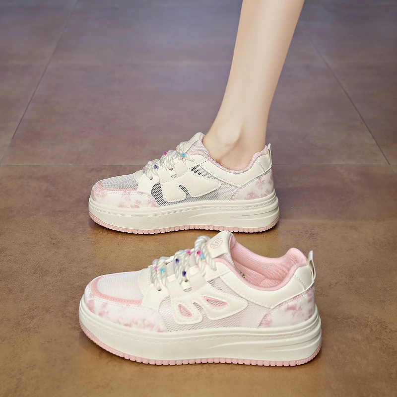 

Women Casual Shoes Fashion Breathable Walking Mesh Flat Shoes Sneakers Women 2025 Gym Vulcanized Shoes White Female Footwear