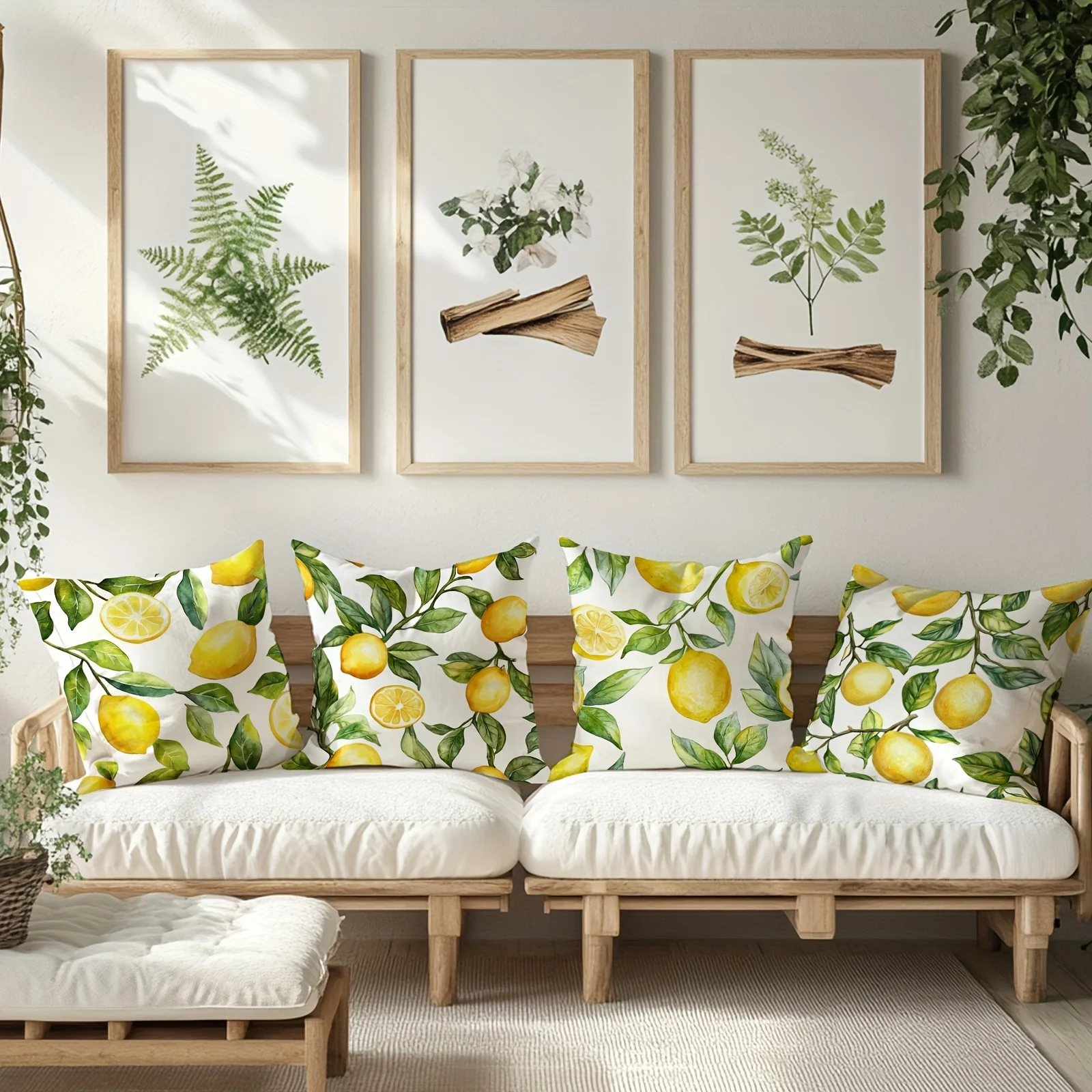 1PC Lemon Print Pillow Cover, Festive Decor Cushion Case for Sofa Home & Room Decoration, Pillow Insert Not Included