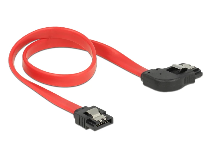 Sata Iii Kabels 6Gbps 90 Graden Haakse Met Vergrendeling, sata 6 Gb/s Kabel Rechte Naar Haaks 50 Cm Rood