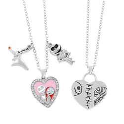 Disney The Nightmare Before Christmas Heart Pendant Jack Skellington Sally Halloween Fashion Enamel Charm Halloween Accessories
