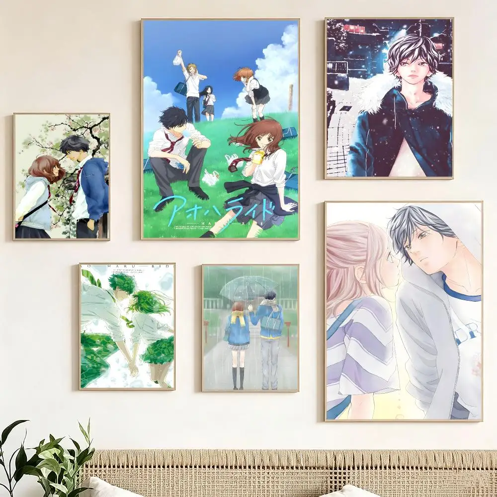 Romance Anime Blue Spring Ride Poster impermeable para el hogar sala de estar dormitorio bar decoracion estetica
