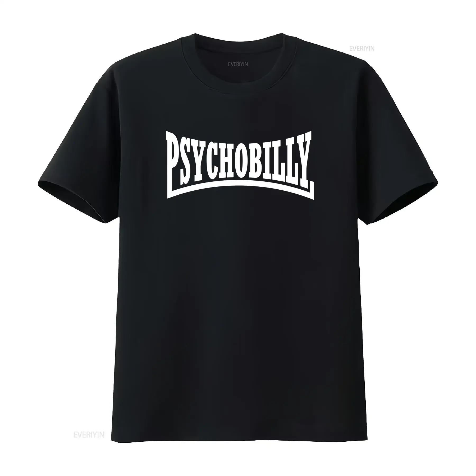 T SHIRT PSYCHOBILLY LOGO T36 BLACK vintage Washed Versatile Top For Everyday Wear designer clothes streetwear Casual fashion