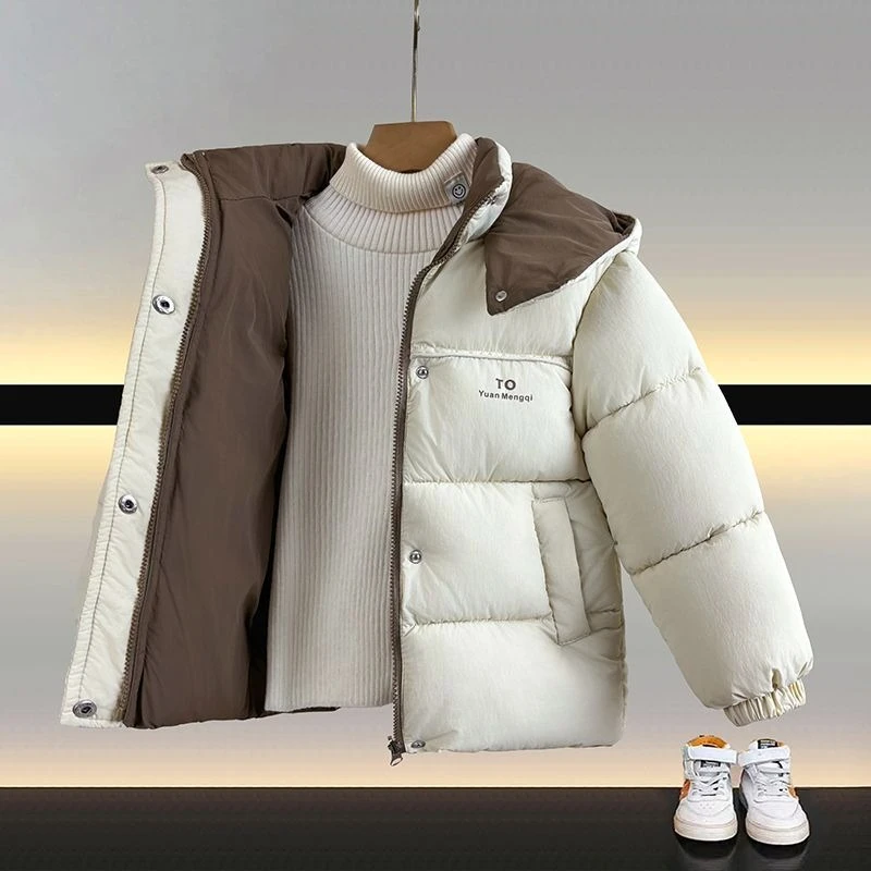 New Winter Kids Thickened Reversible Cotton Padded Jacket Boys Girls Warm Outerwear Children Fashion Coat