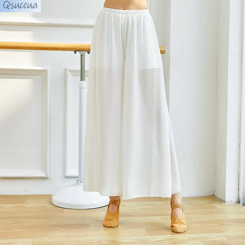 New Style Classical Dance Practice Mesh Chiffon Single-Layer Wide-Leg Pants Elegant Modern Dance Performance Costume