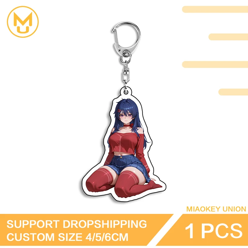 Kneel Sitting Mita Trendy High Quality Unique Double Sided Acrylic Keyring Simulated Creative Customizable Key Ring Accessory