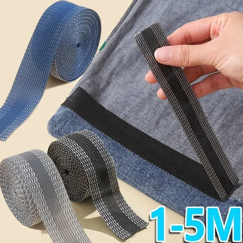 5m calças autoadesivas borda encurtar pasta bainha ferro em calças para jeans roupas comprimento encurtar fita diy acessórios de costura