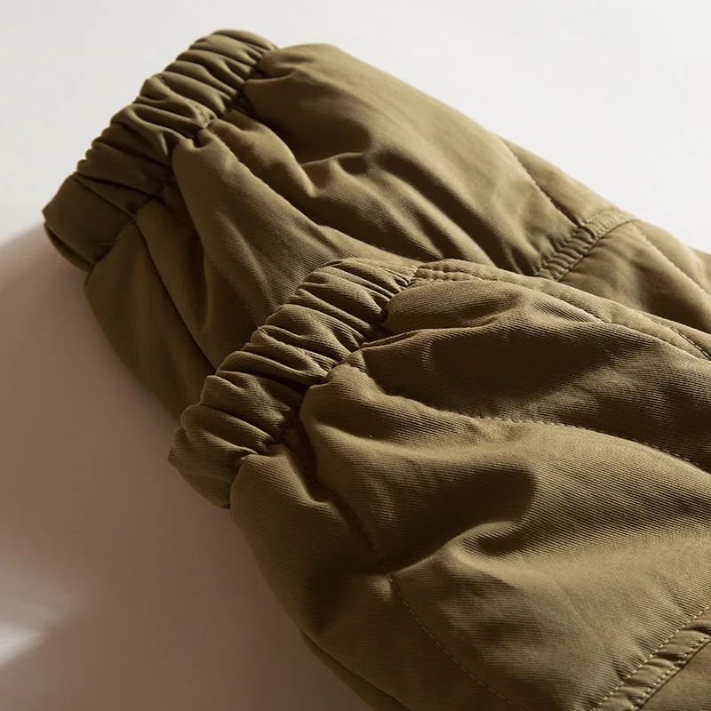 النمط الياباني شبكة الشعرية فضفاضة الياقة الدائمة جيب كبير سترة قطن نمط معطف الخبز للرجال #6